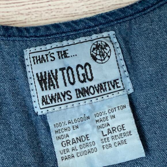 That's The Way To Go Always Innovative Denim Jean Dress Embroidered Birdhouse L - Picture 8 of 16